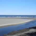 Tidal river meets the Atlantic Ocean.