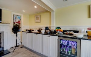 Breakfast buffet bar.
