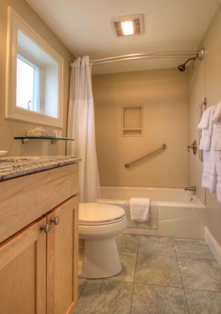 Private bathroom, includes tub with shower.