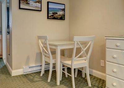 Dining table and chairs.