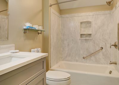 Full bathroom. Sliding shower doors have now been installed.