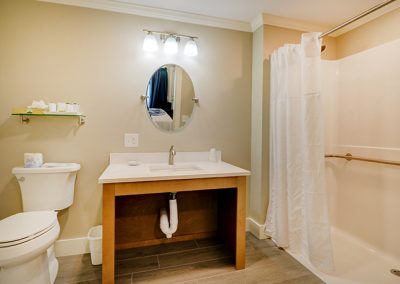 Room 77's bathroom, with walk-in shower.