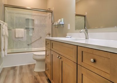 Private bathroom, includes tub with shower.