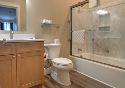 Private bathroom, includes tub with shower.