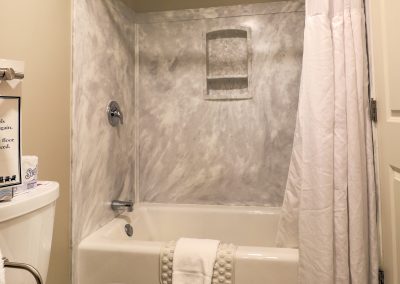 Private bathroom, right of the door.